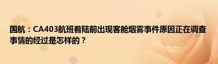 国航：CA403航班着陆前出现客舱烟雾事件原因正在调查 事情的经过是怎样的？