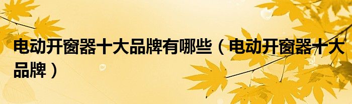 电动开窗器十大品牌有哪些（电动开窗器十大品牌）